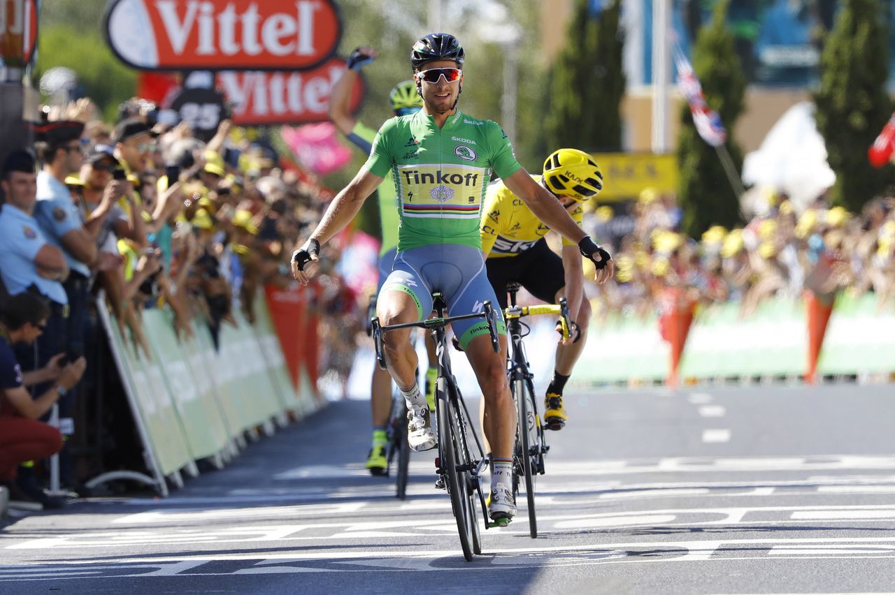 Peter Sagan (Tinkoff) celebrates another stage win