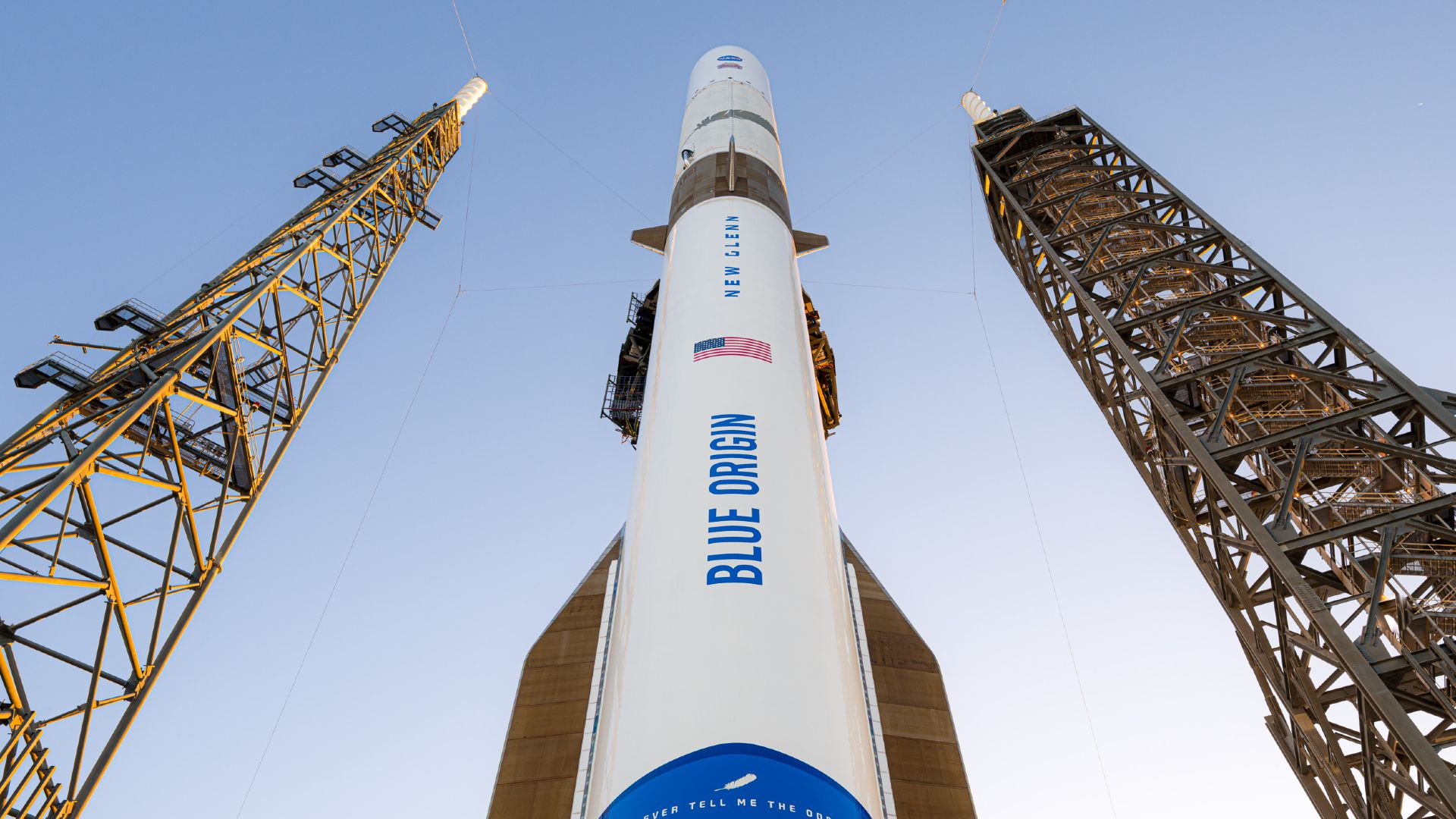 Blue Origin New Glenn rocket on launch pad