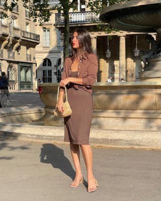 Instagram photo of Tamara Mory in brown dress