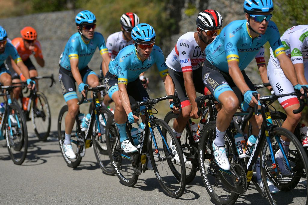 Miguel &Aacute;ngel L&oacute;pez (Astana) in the peloton