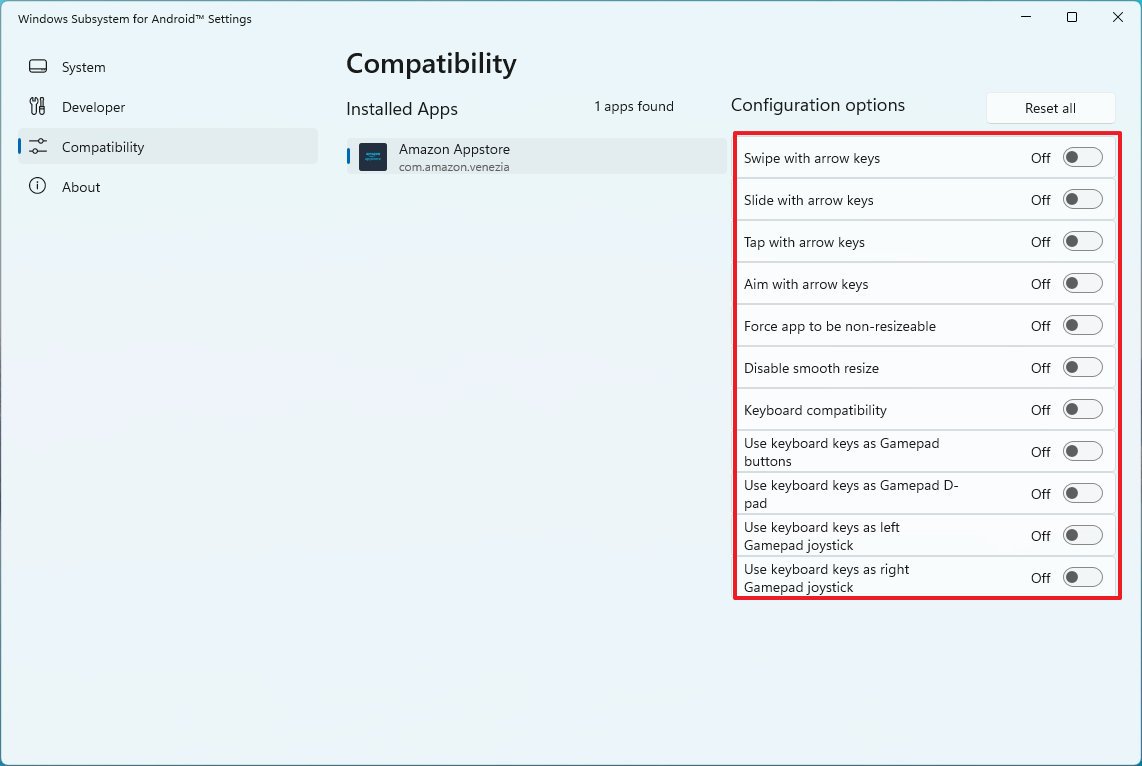 Compatibility settings