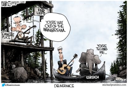 Political Cartoon U.S. Chuck Schumer mainstream Neil Gorsuch Republicans