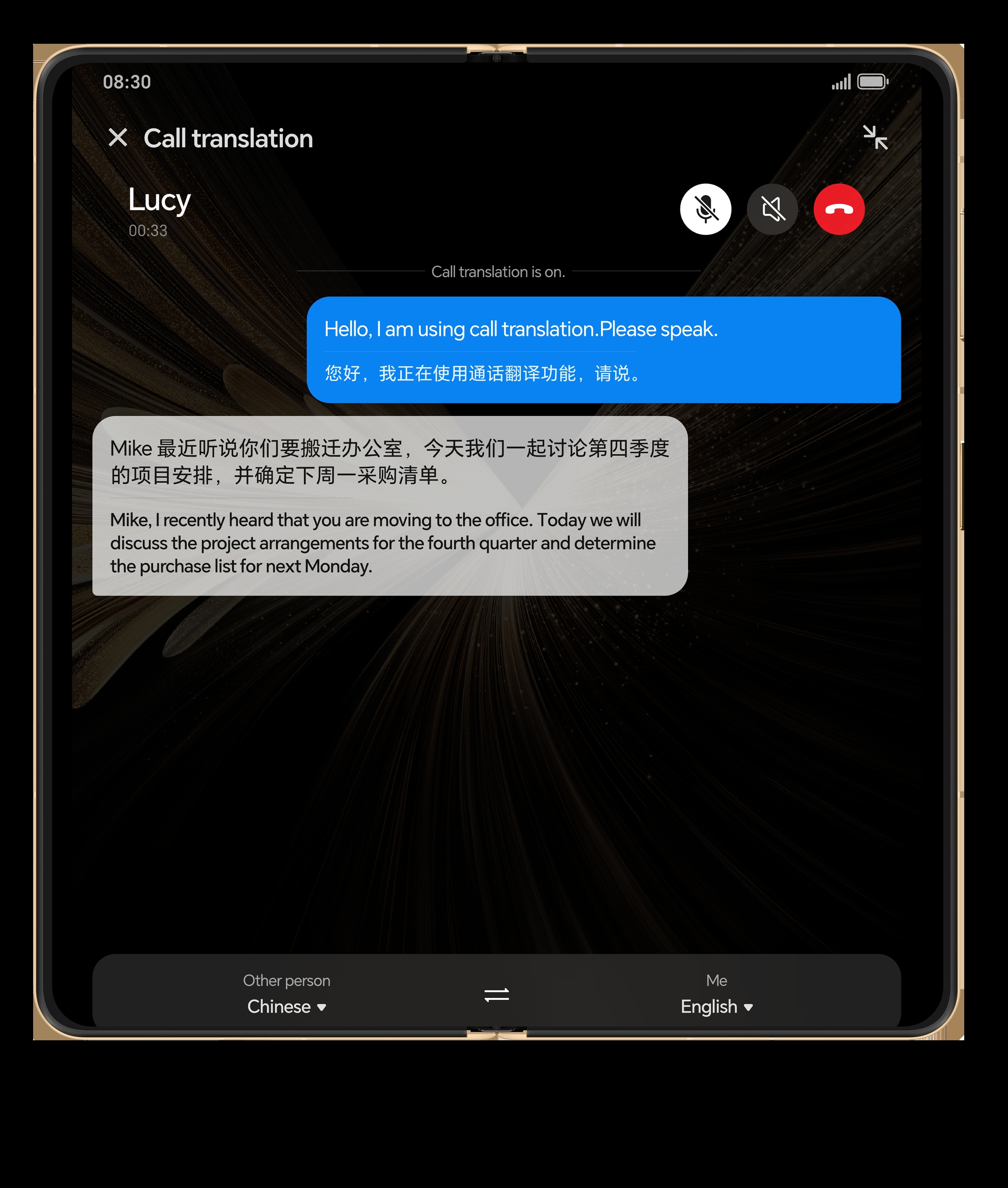 on-device translation on the Honor Magic V5