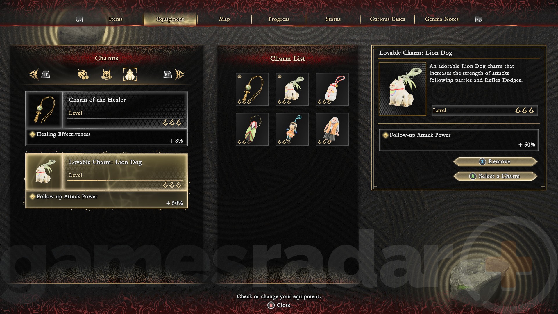 The Onimusha Way of the Sword Lion Dog Charm.
