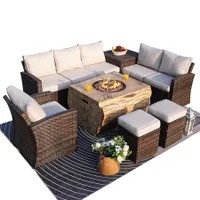 Moda Furnishings Arthur 7-Piece Wicker Patio Conversation Set