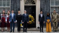 A one-minute silence is observed outside Downing Street to mark the one-year anniversary of the Russian invasion of Ukraine