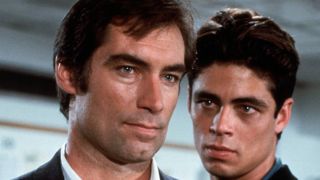 Timothy Dalton being stared down by Benecio del Toro in Licence To Kill.