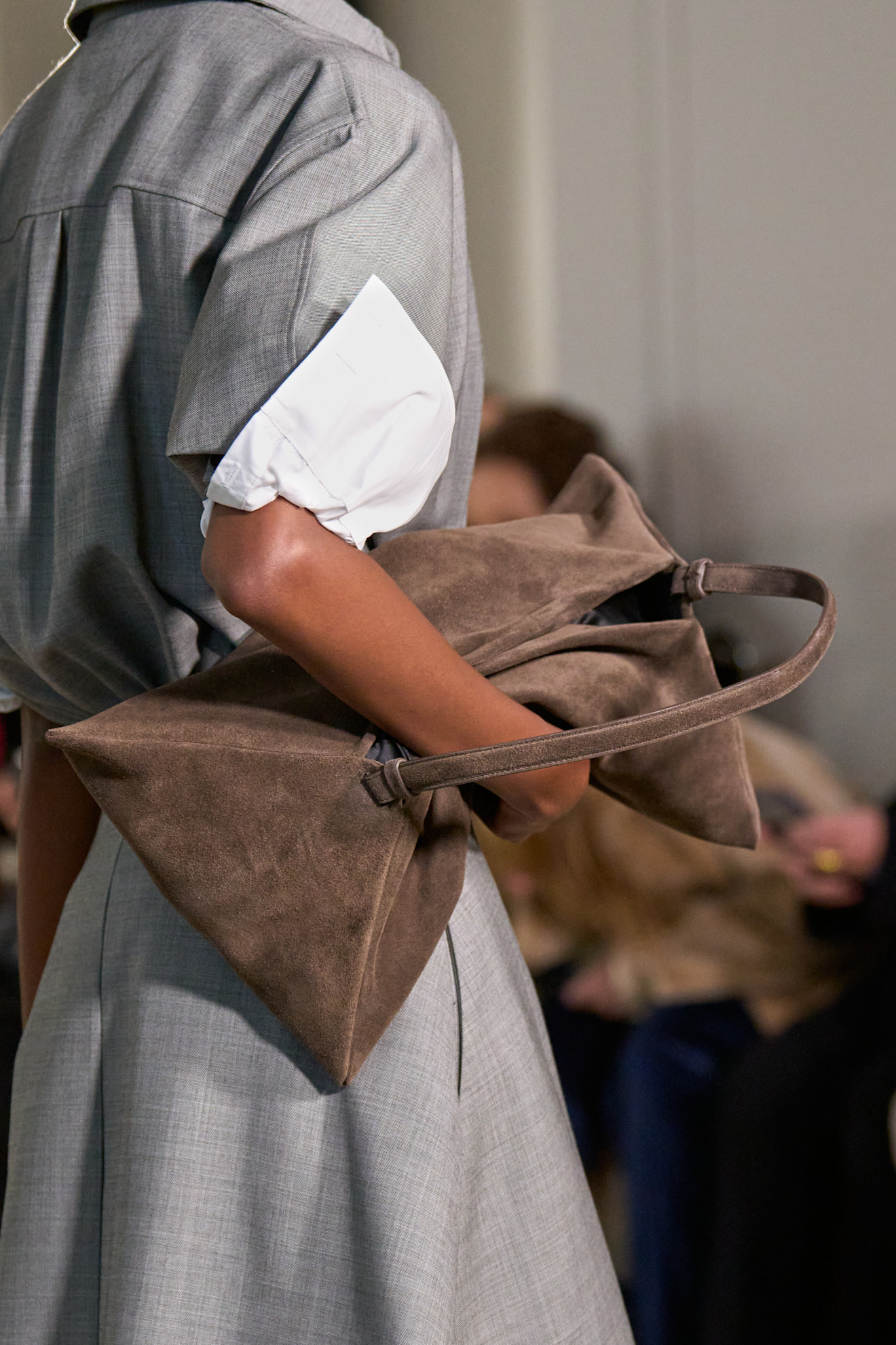 brown suede bag on the fall 2026 runway of altuzarra