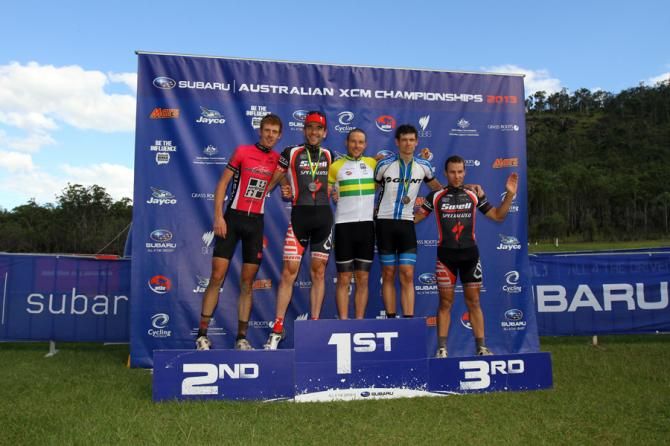 Men's podium: Michael Crosbie, Andy Blair, Jason English, Peter Hatton, Shaun Lewis