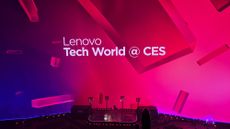 A photo of the words "Lenovo Tech World @ CES" on the inside screen at Sphere, Las Vegas.