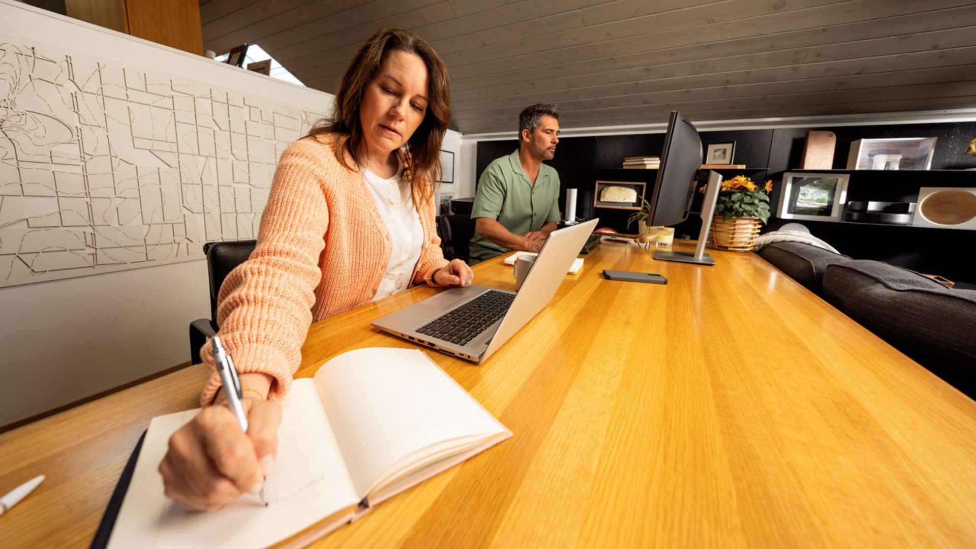 Lifestyle shot showing people using home fiber