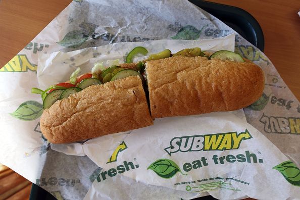 A footlong Subway sandwich.