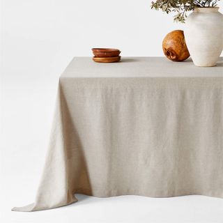 Marin Warm Natural Oversized European Flax-Certified Linen Tablecloth 