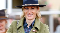 Zara Tindall attends day 3 'St Patrick's Thursday' of the Cheltenham Festival at Cheltenham Racecourse on March 13, 2025