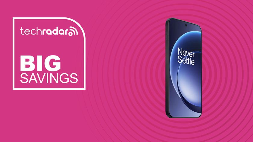 The OnePlus 15 on a pink background with text saying Big Savings.