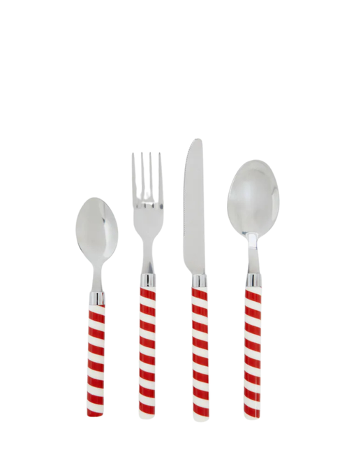 16-Piece Red Candy Cane Stripe Cutlery Set