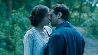 (L to R) Emma Corrin as Lady Chatterley, Jack O'Connell as Oliver Mellors in Lady Chatterley's Lover