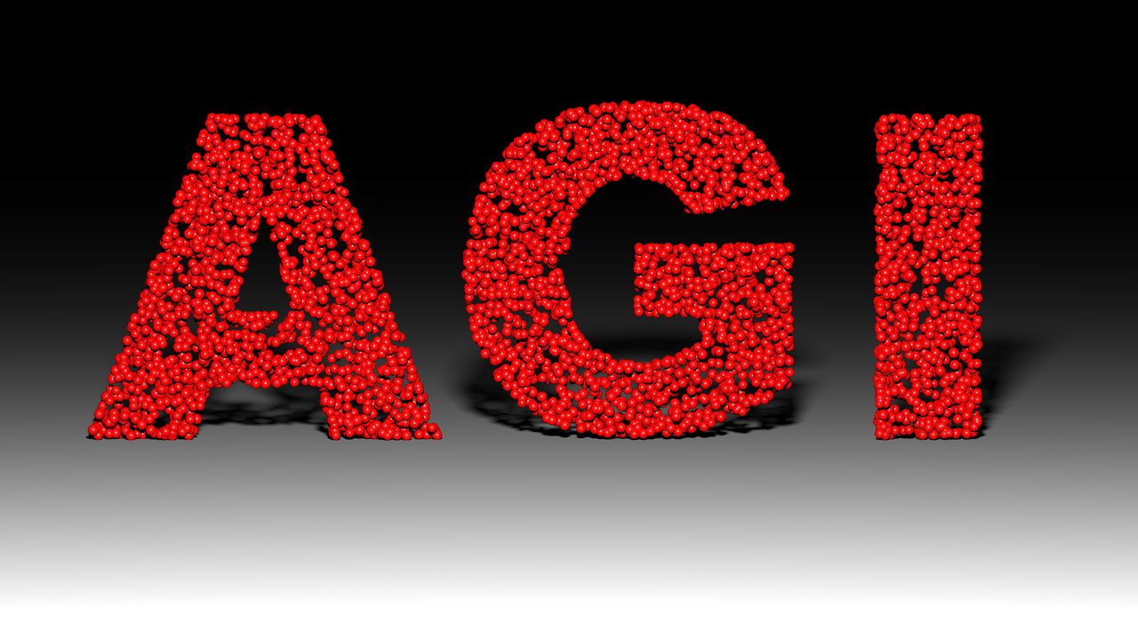 Red letters AGI for adjusted gross income on a black background