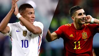 Composite image of Kylian Mbappe of France and Ferran Torres of Spain