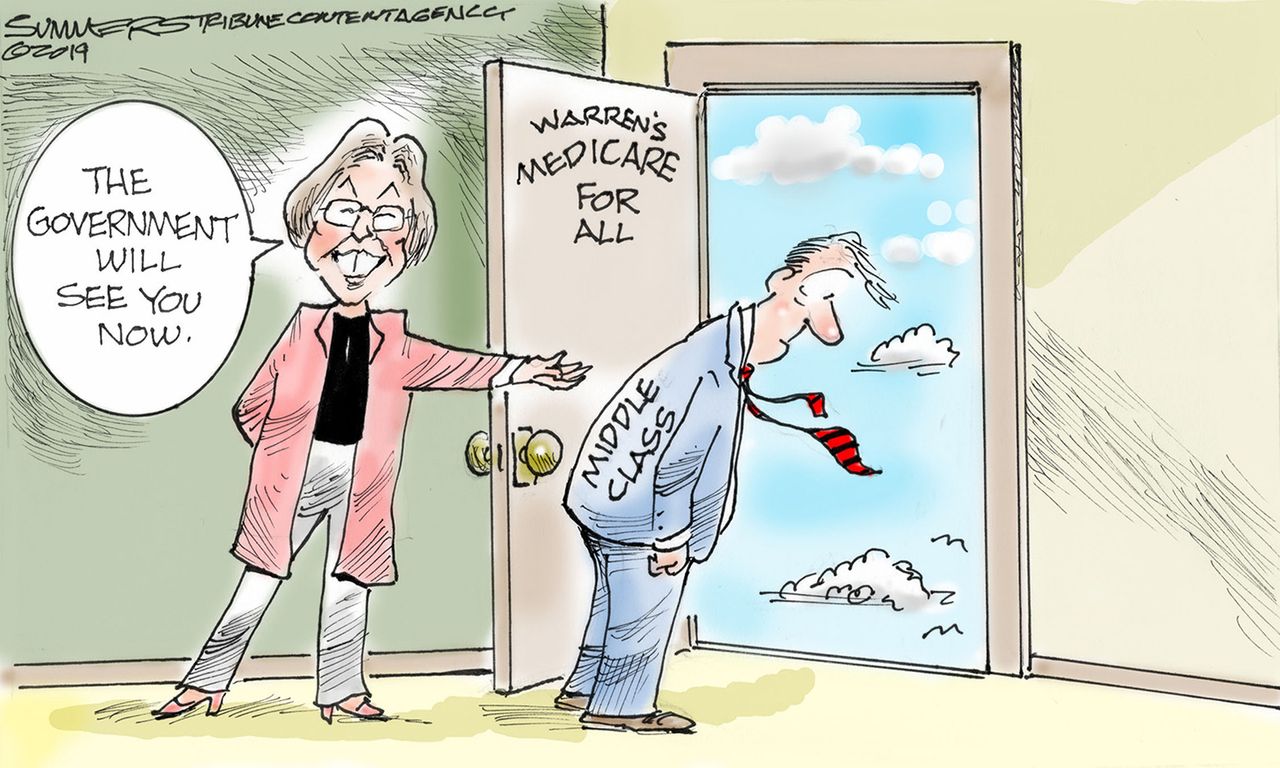 Political Cartoon U.S. Elizabeth Warren Medicare Middle Class