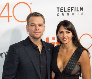 Actor Matt Damon and his wife at