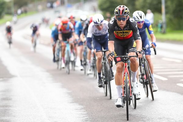 Picture by SWpix.com - 10/09/2021 - Cycling - AJ Bell Tour of Britain Stage 6 - Carlisle to Gateshead, England - Jumbo Visma's Wout van Aert at the front of the break.