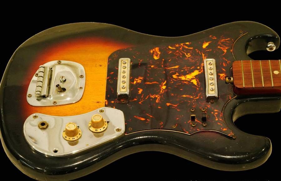 An early '60s-era Japanese sunburst guitar that was used onstage by Jimi Hendrix