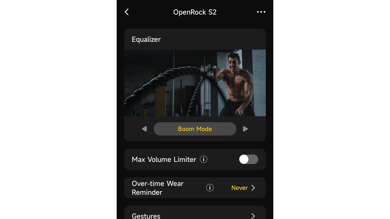 A screenshot of the sound equalizer from the OpenRock app