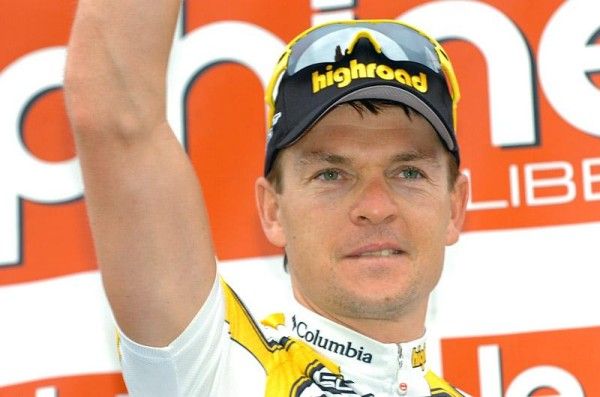 Bert Grabsch (Team Columbia - Highroad) on the podium for his stage four time trial victory.