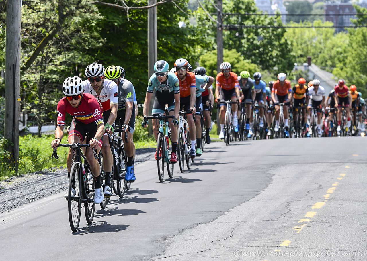 Alex Amiri (Cycling B.C.) on the front of the bunch