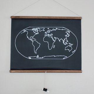 hanging black board with chalk route