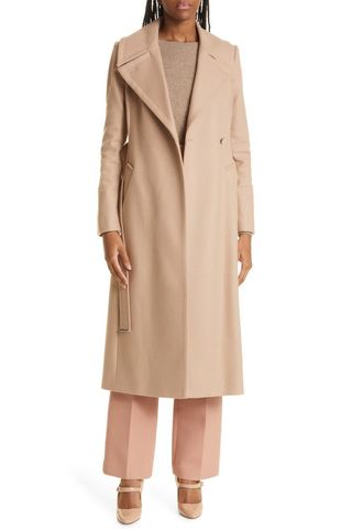 long beige trench