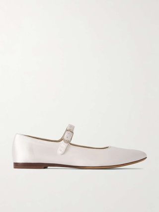 Regency Grosgrain-Trimmed Satin Ballet Flats