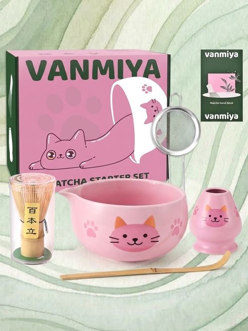 Cat Ceramic Matcha Set