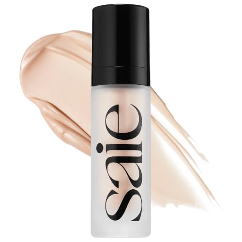 Saie Glowy Super Gel - Hydrating Makeup Primer and Illuminating Glow Serum Enriched With Vitamin C and Squalane Oil - All-Over Liquid Highlighter Makeup for Instant Glass Skin - Starglow (1 Oz)