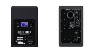Rear view of KRK Rokit 5 G4 and Yamaha HS5 speakers