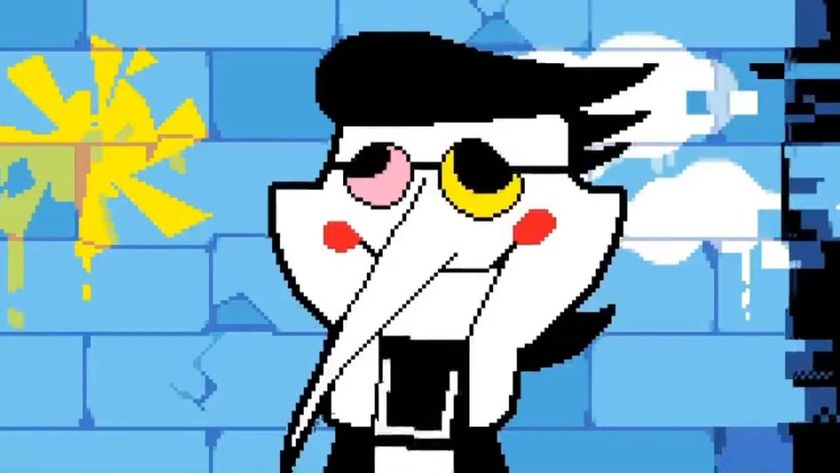 A screenshot from Deltarune Chapter 2, showing Spamton smiling in his shop.