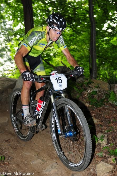 Kerry Werner (BMC) riding in third place on lap two