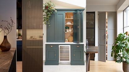 A composite of pantry door ideas