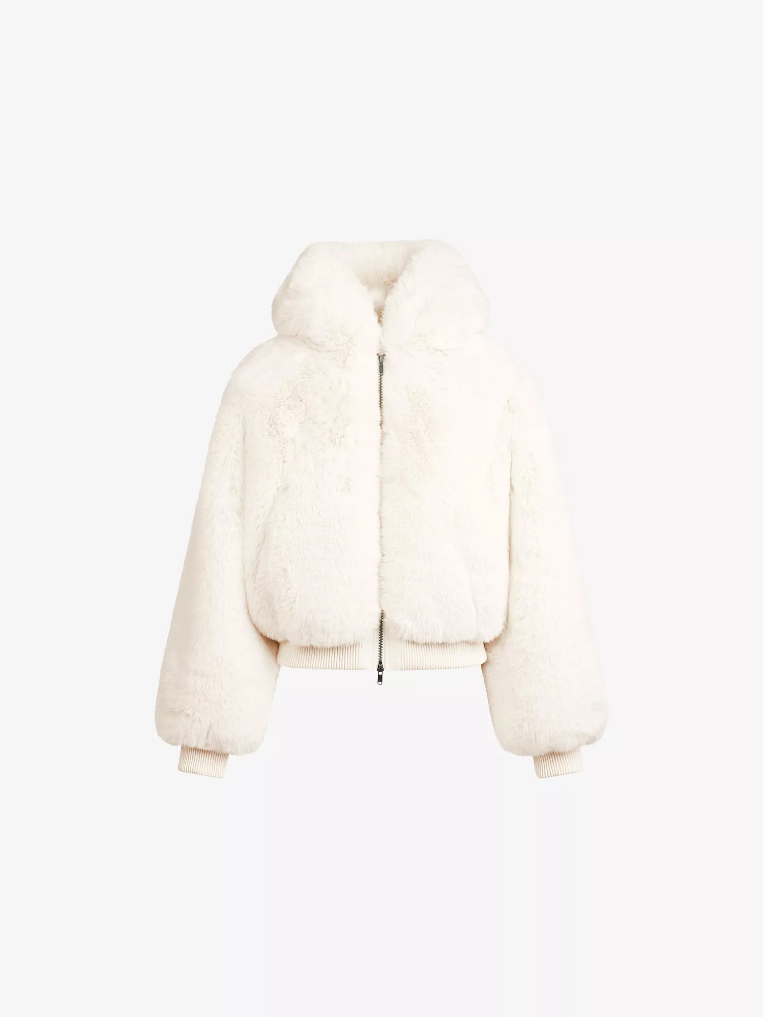 Skims, Hooded Zip-Up Faux-Fur Jacket