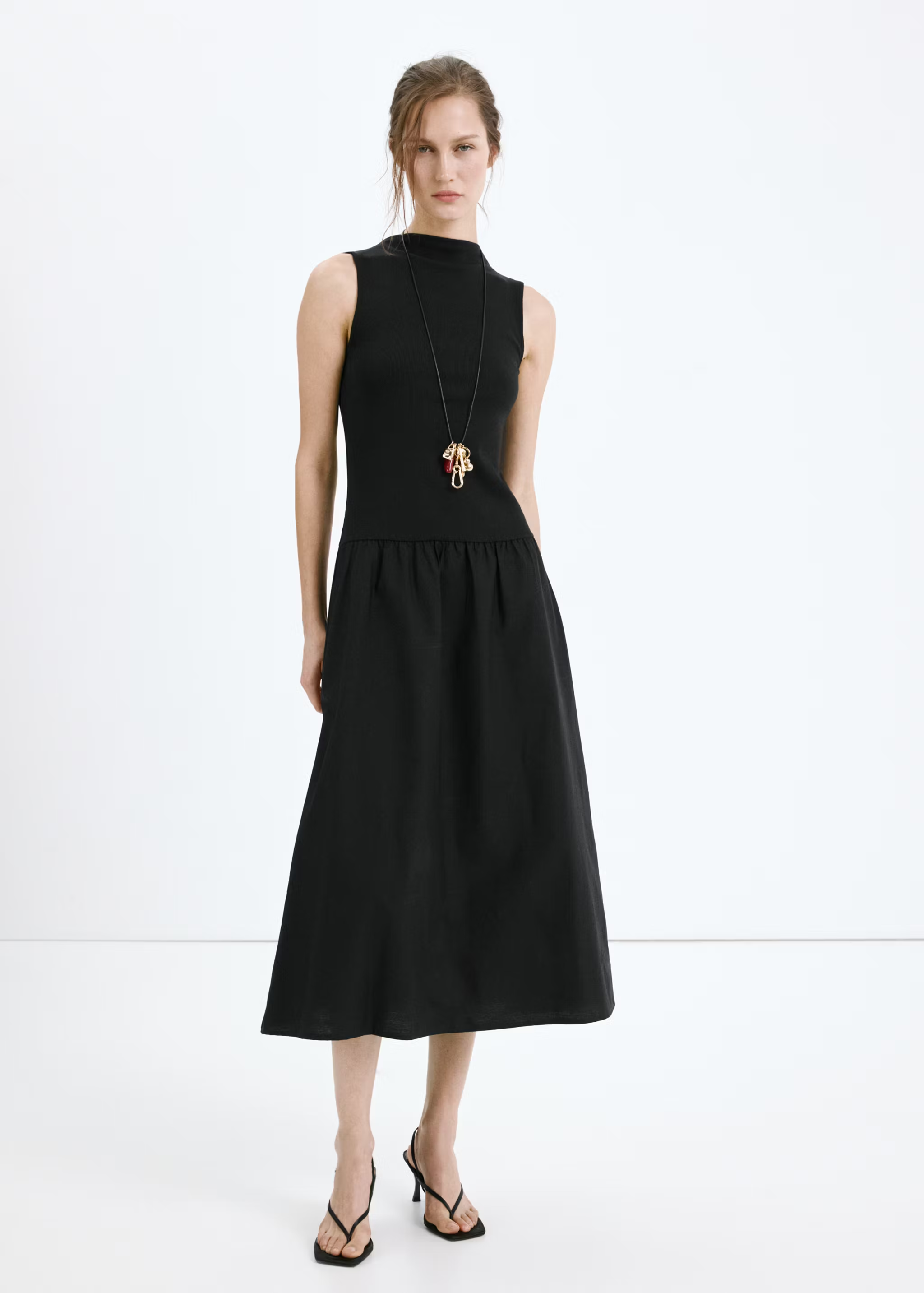 MANGO, Contrast-Bodice Dress