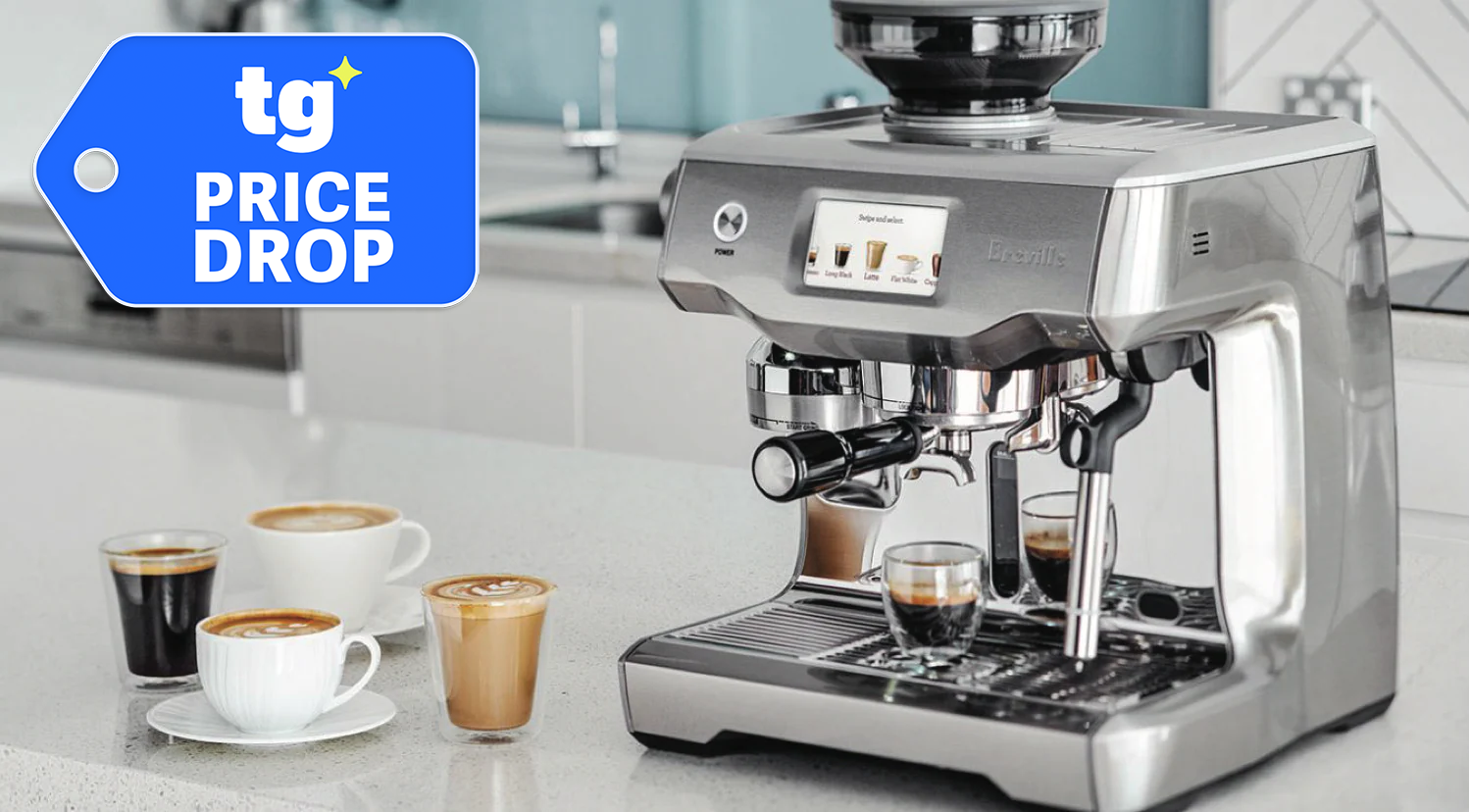 Breville Oracle touch on kitchen becn with TG Deal badge