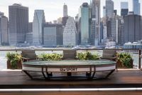 Shots of ITV's outdoor Brooklyn Studio at night and at day overlooking Manhattan without any pundits or presenters in shot