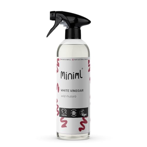 Miniml White Vinegar Cleaning Spray Wild Rhubarb Scented 750ml - All Natural Multi-Surface and Multi-Purpose Cleaner, Limescale Remover, Laundry Softener and More - 100 Percent Vegan and Cruelty Free