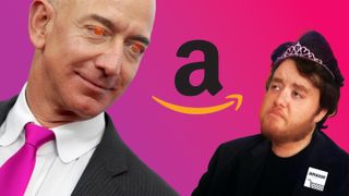 Jeff Bezos staring aggressively at a timid Jez Corden