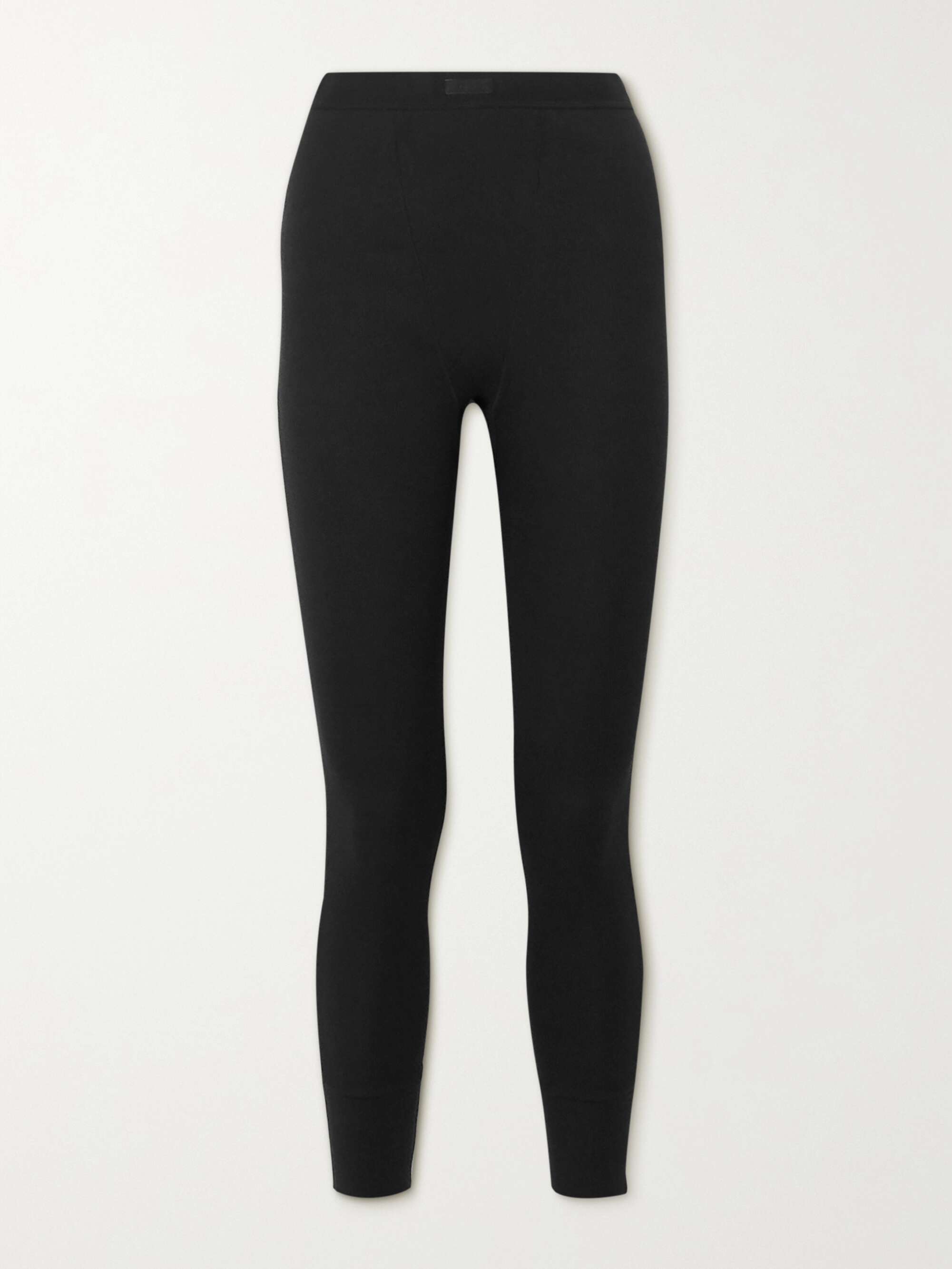 Thermal Ribbed Cotton-Blend Leggings - Soot