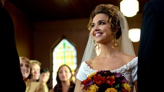 Arielle Kebbel as Jessie Patterson in Hallmark's 'A Bride for Christmas'