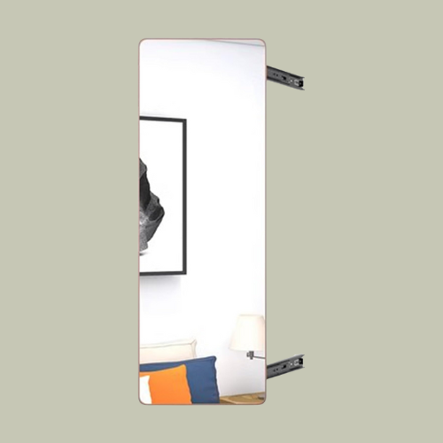 Lhx Built-In Folding Push-Pull Rotating Fitting Mirror, Invisible Pull-Out Full-Body Mirror With Slide Rails for Wardrobe (rose Gold, 80 * 40cm)