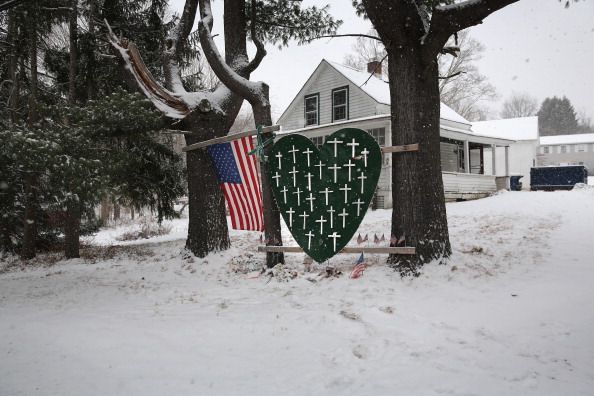 A memorial to the Sandy Hook massacre victims.