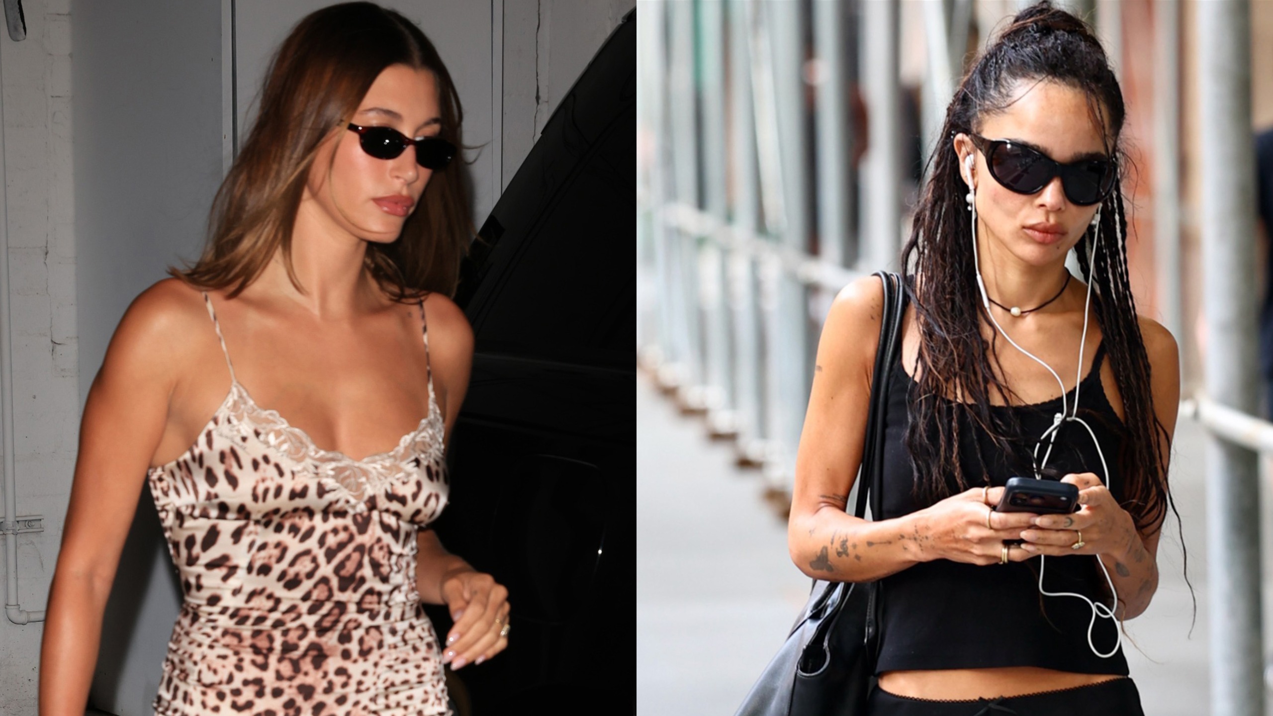 Photos of Hailey Bieber and Zo&euml; Kravitz. 